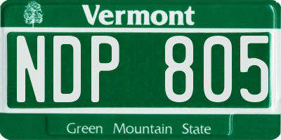VT license plate NDP805