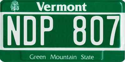 VT license plate NDP807