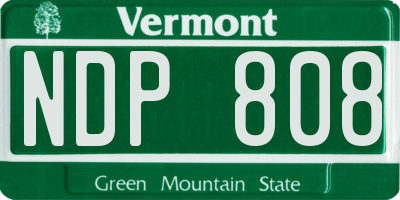 VT license plate NDP808