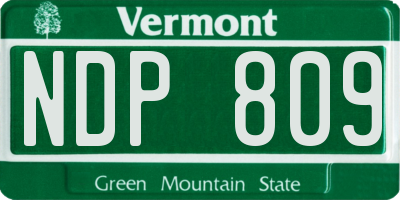 VT license plate NDP809