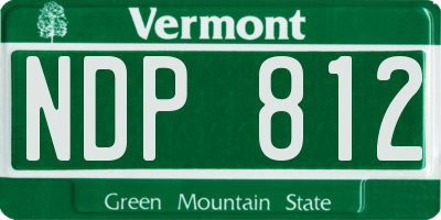VT license plate NDP812