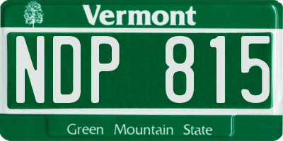 VT license plate NDP815