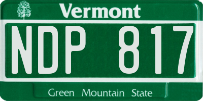 VT license plate NDP817