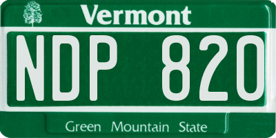 VT license plate NDP820