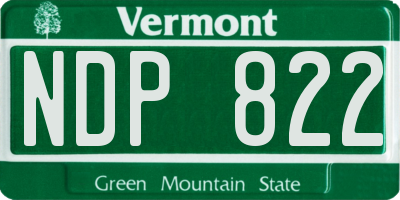 VT license plate NDP822