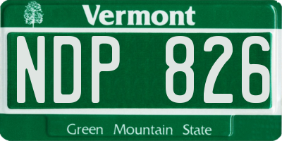 VT license plate NDP826