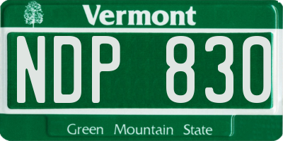 VT license plate NDP830