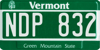 VT license plate NDP832