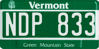 VT license plate NDP833