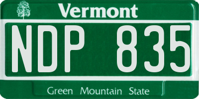 VT license plate NDP835