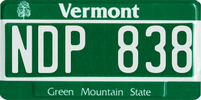 VT license plate NDP838