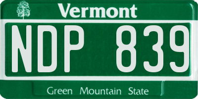 VT license plate NDP839