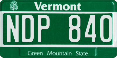 VT license plate NDP840