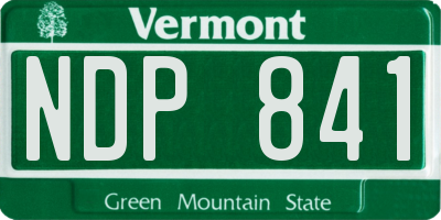 VT license plate NDP841