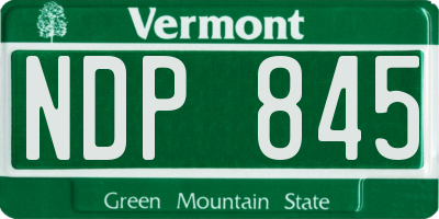 VT license plate NDP845