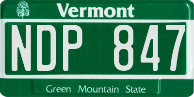 VT license plate NDP847