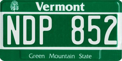 VT license plate NDP852