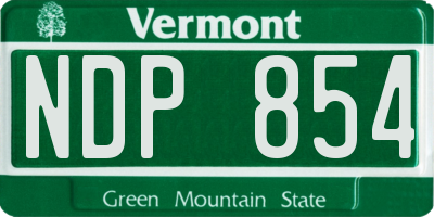 VT license plate NDP854