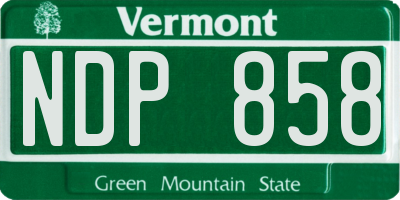 VT license plate NDP858
