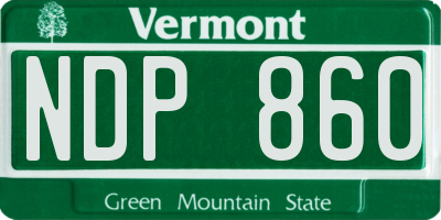 VT license plate NDP860
