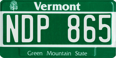 VT license plate NDP865