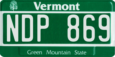 VT license plate NDP869