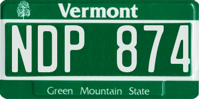 VT license plate NDP874
