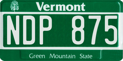 VT license plate NDP875