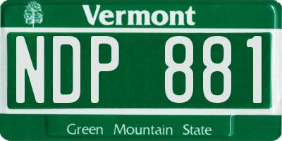 VT license plate NDP881
