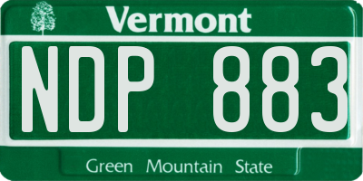 VT license plate NDP883