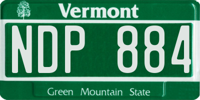 VT license plate NDP884