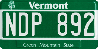 VT license plate NDP892