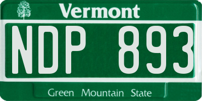 VT license plate NDP893