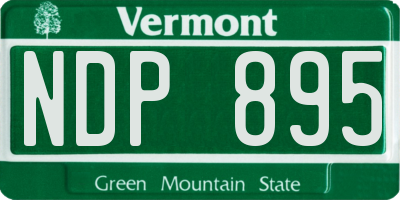VT license plate NDP895
