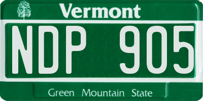 VT license plate NDP905