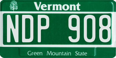 VT license plate NDP908