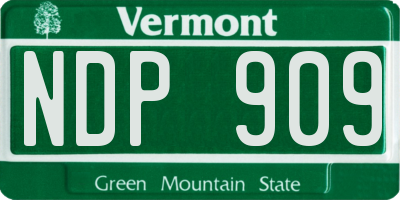 VT license plate NDP909