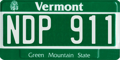VT license plate NDP911