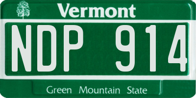 VT license plate NDP914