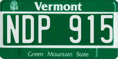 VT license plate NDP915