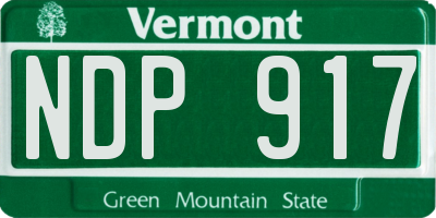 VT license plate NDP917