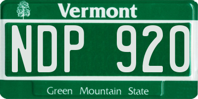 VT license plate NDP920