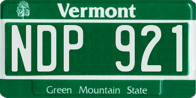 VT license plate NDP921