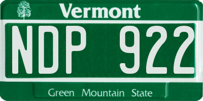 VT license plate NDP922