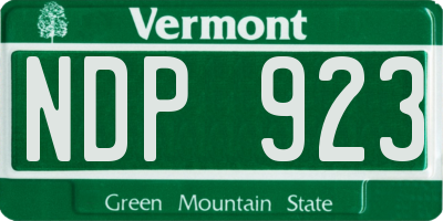 VT license plate NDP923