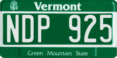 VT license plate NDP925