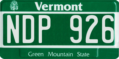 VT license plate NDP926