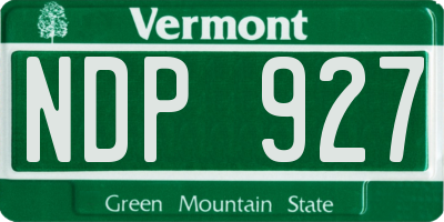 VT license plate NDP927
