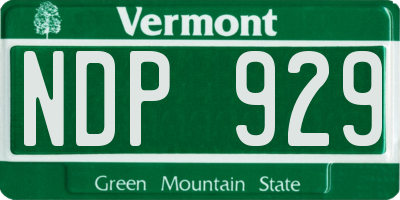 VT license plate NDP929