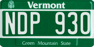 VT license plate NDP930